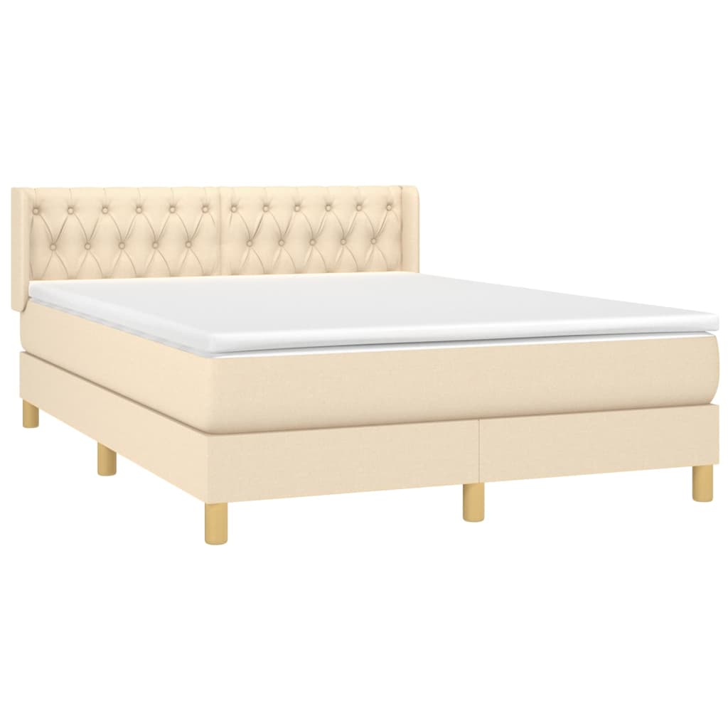 vidaXL Cama box spring con colchón tela color crema 140x190 cm