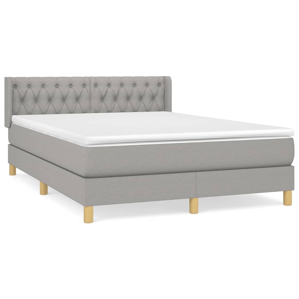 vidaXL Cama box spring con colchón tela gris claro 140x200 cm