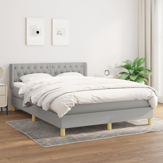 vidaXL Cama box spring con colchón tela gris claro 140x200 cm