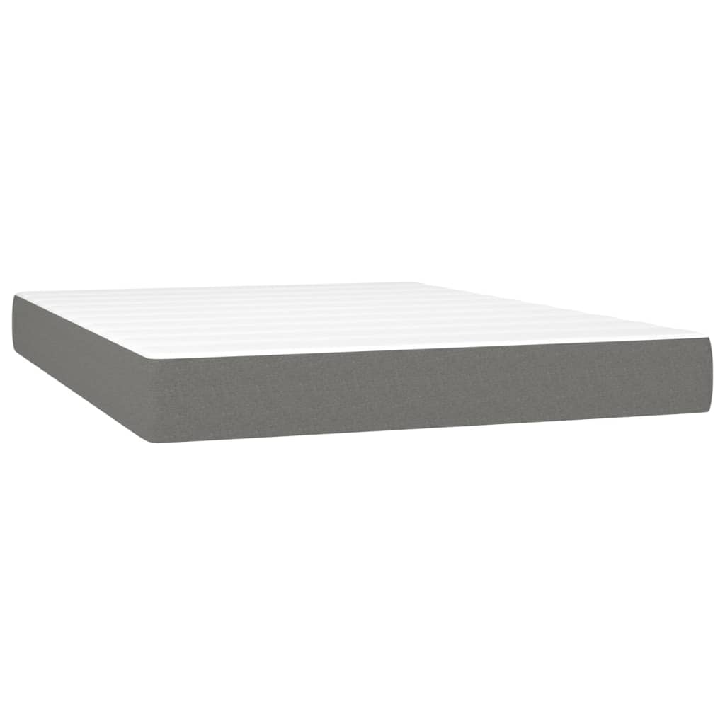 vidaXL Cama box spring con colchón tela gris oscuro 140x200 cm