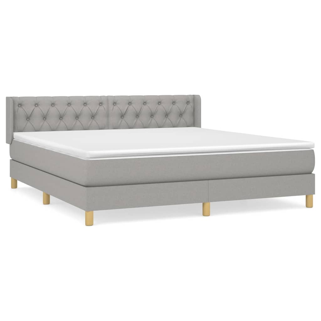 vidaXL Cama box spring con colchón tela gris claro 160x200 cm