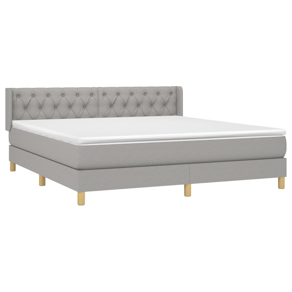 vidaXL Cama box spring con colchón tela gris claro 160x200 cm