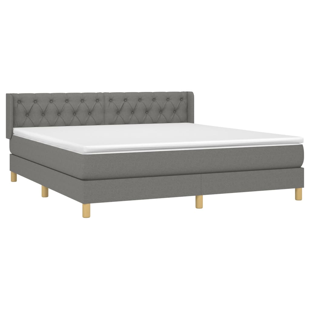 vidaXL Cama box spring con colchón tela gris oscuro 160x200 cm