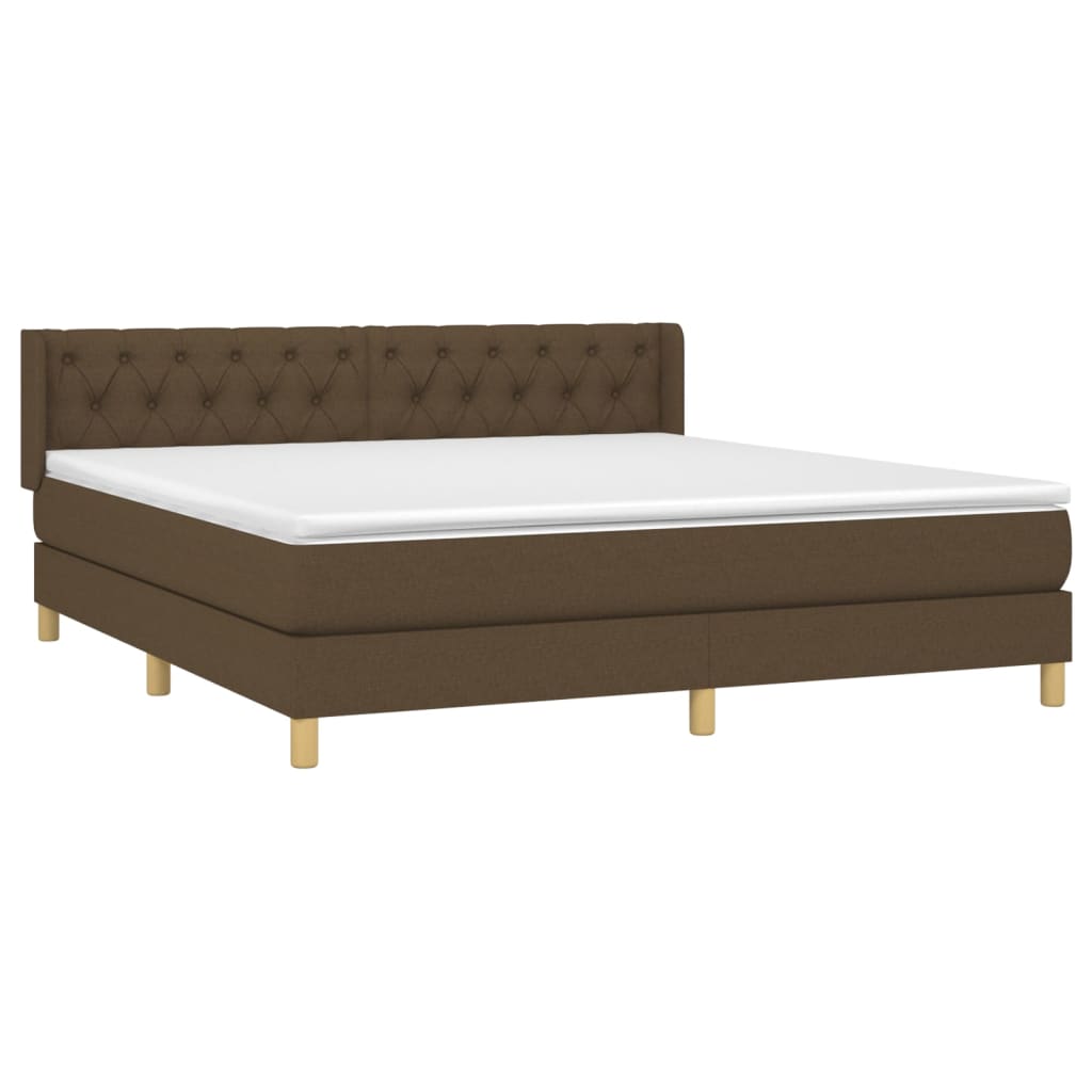 vidaXL Cama box spring con colchón tela marrón oscuro 160x200 cm