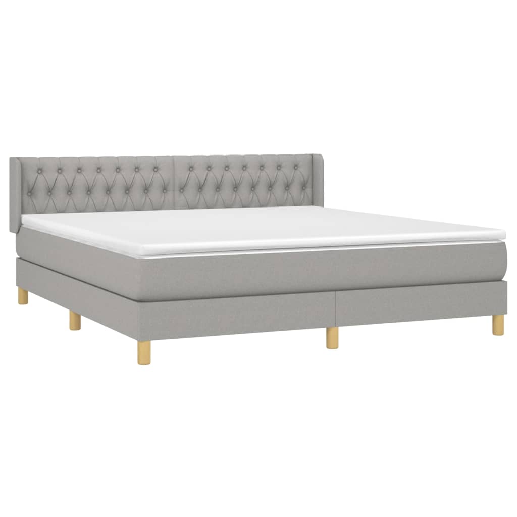 vidaXL Cama box spring con colchón tela gris claro 180x200 cm