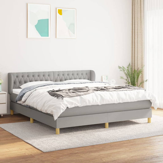 vidaXL Cama box spring con colchón tela gris claro 180x200 cm