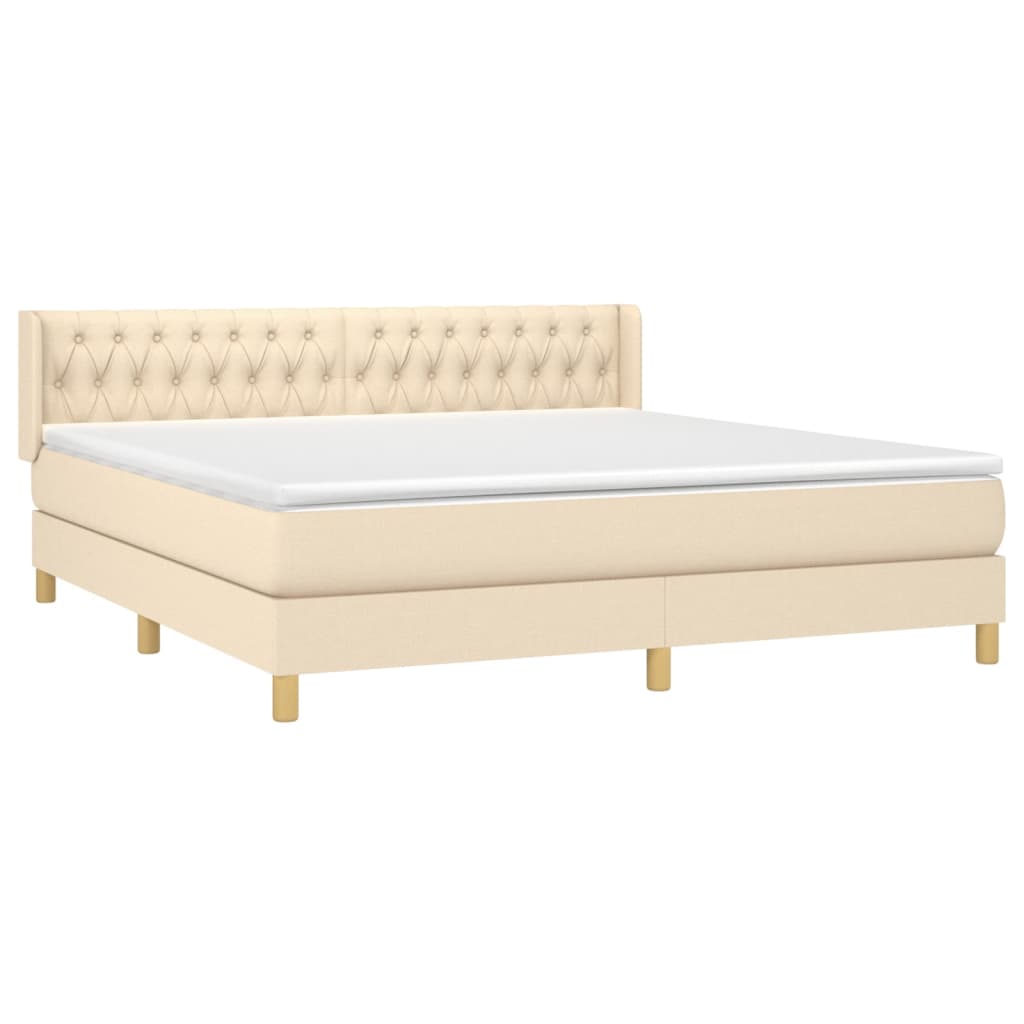 vidaXL Cama box spring con colchón tela color crema 180x200 cm