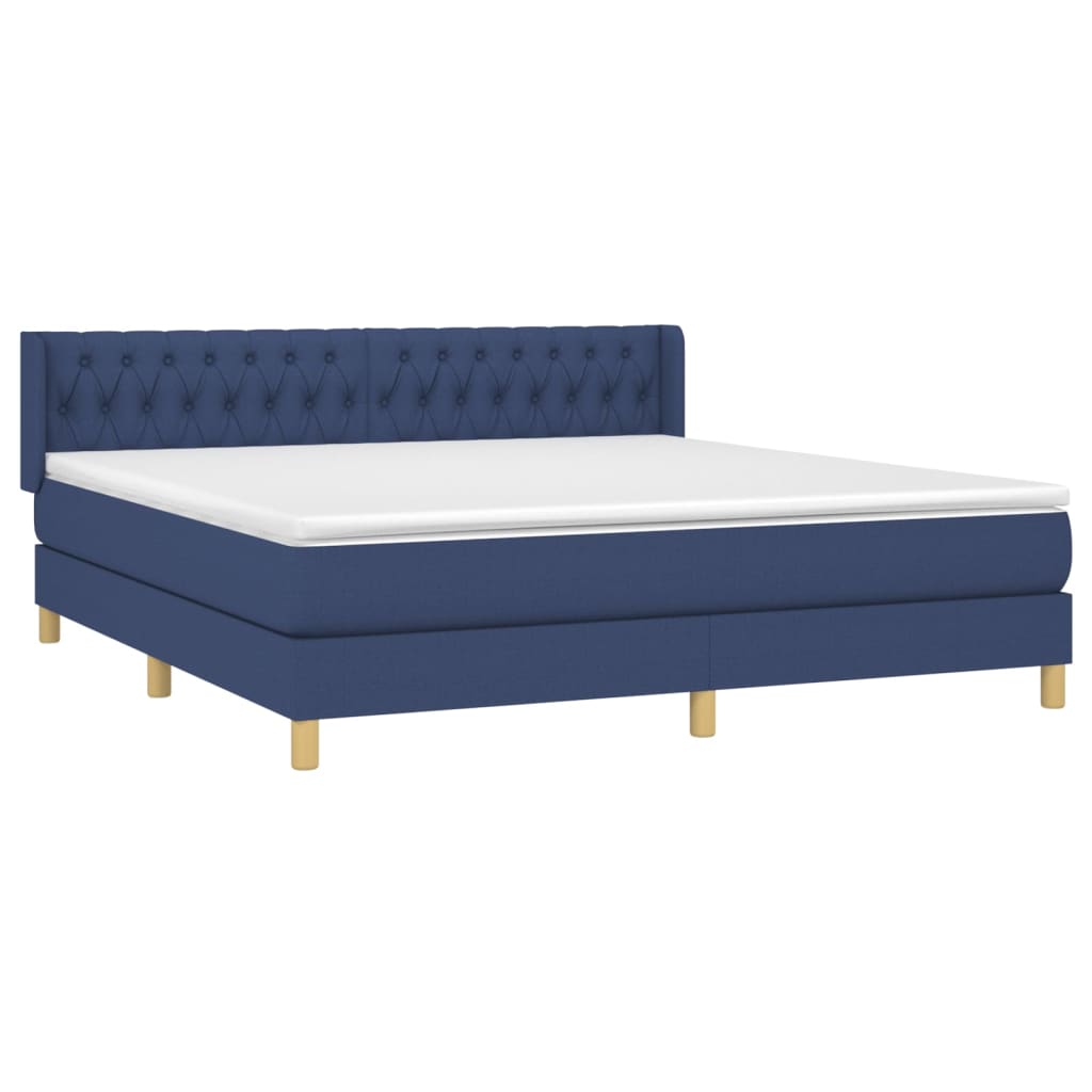 vidaXL Cama box spring con colchón tela azul 180x200 cm