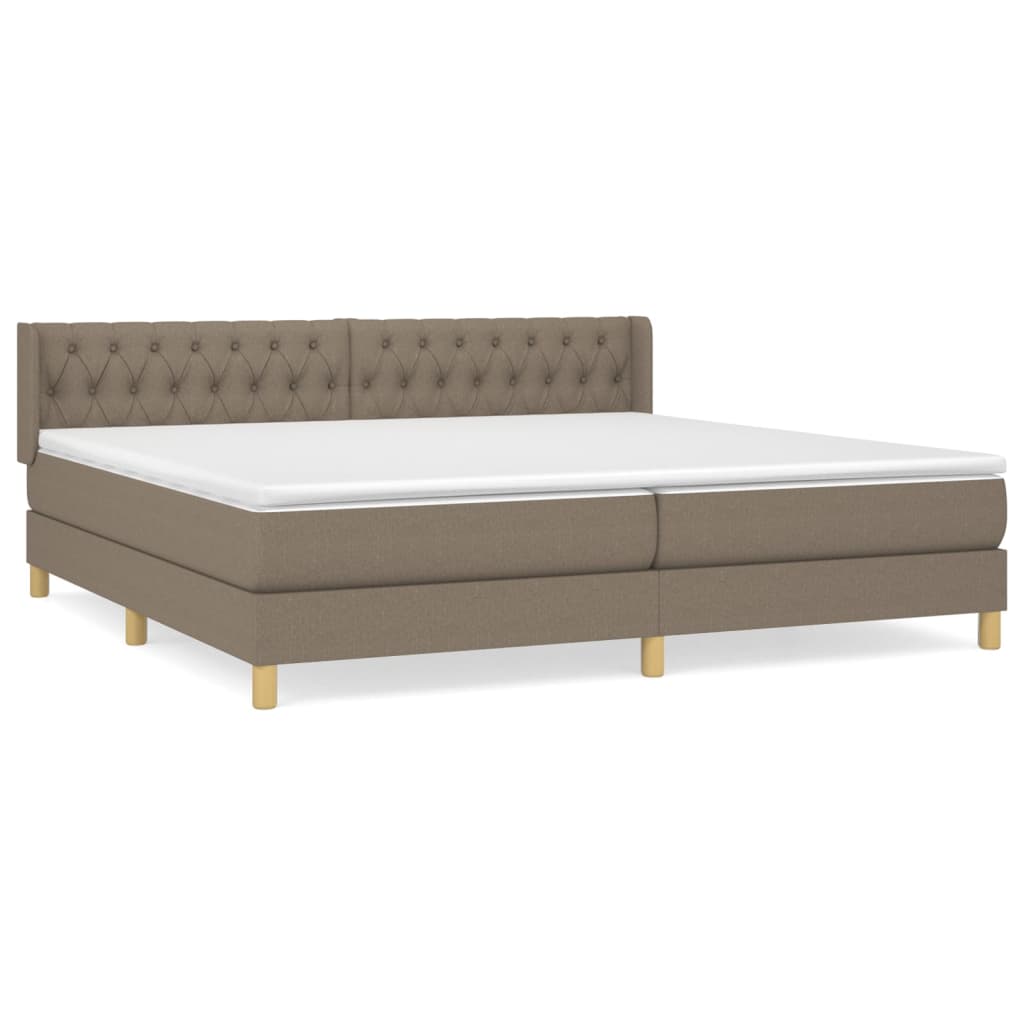 vidaXL Cama box spring con colchón tela gris taupe 200x200 cm