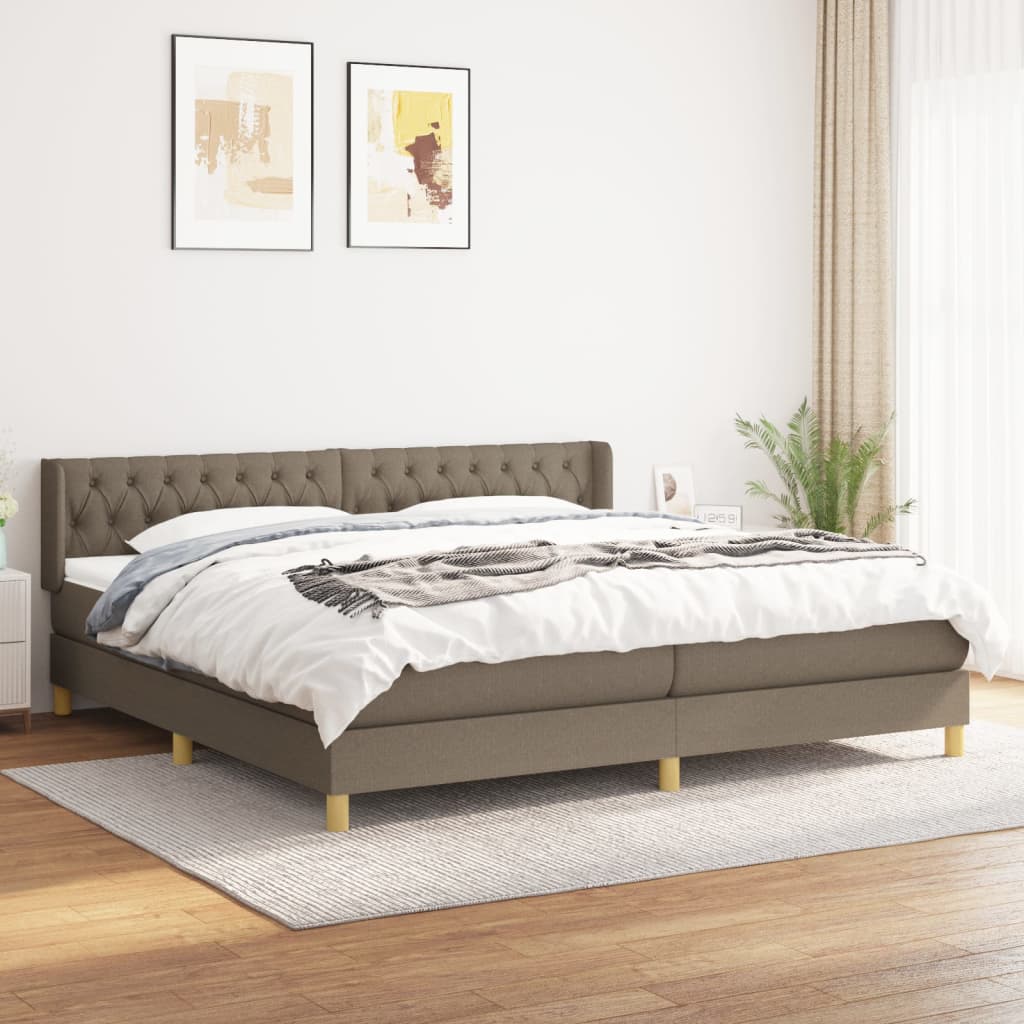 vidaXL Cama box spring con colchón tela gris taupe 200x200 cm