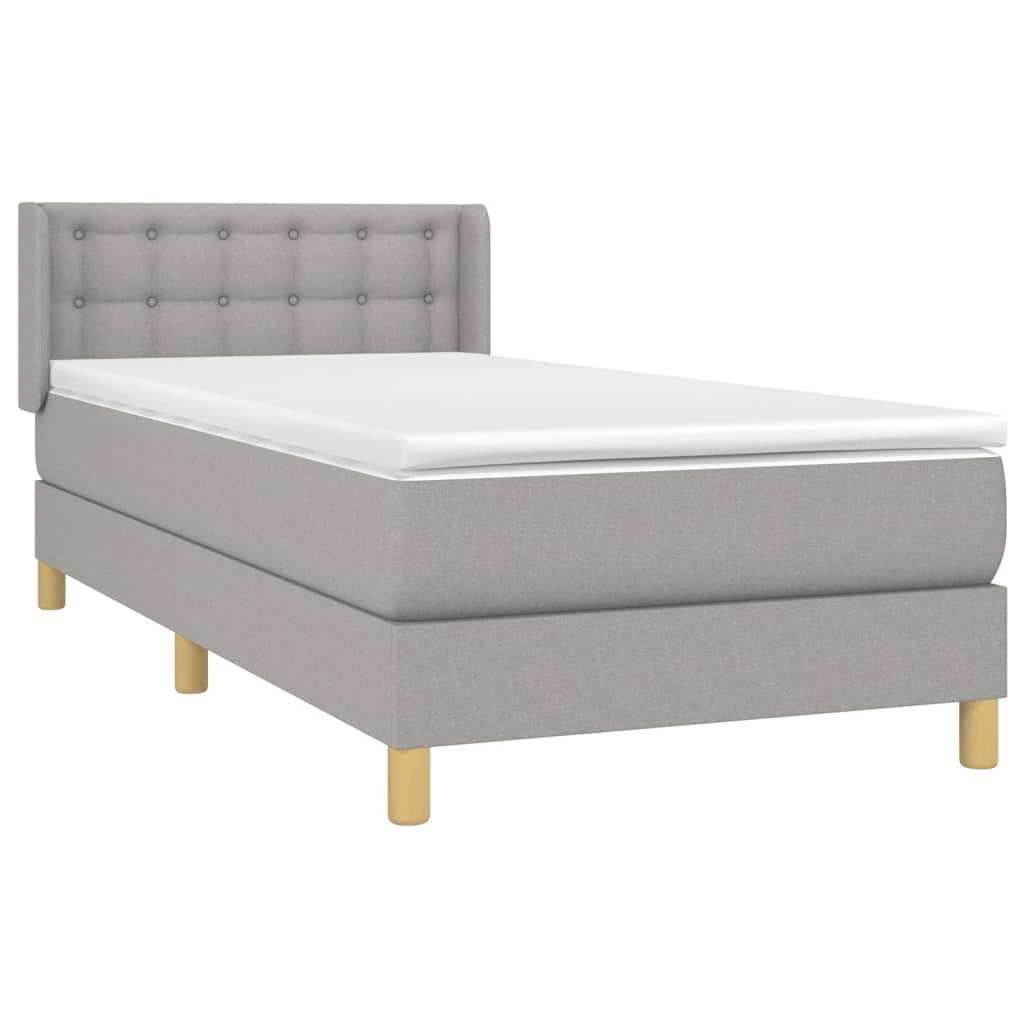 vidaXL Cama box spring con colchón tela gris claro 80x200 cm