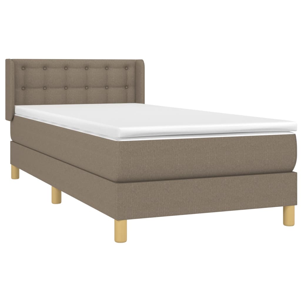 vidaXL Cama box spring con colchón tela gris taupe 80x200 cm