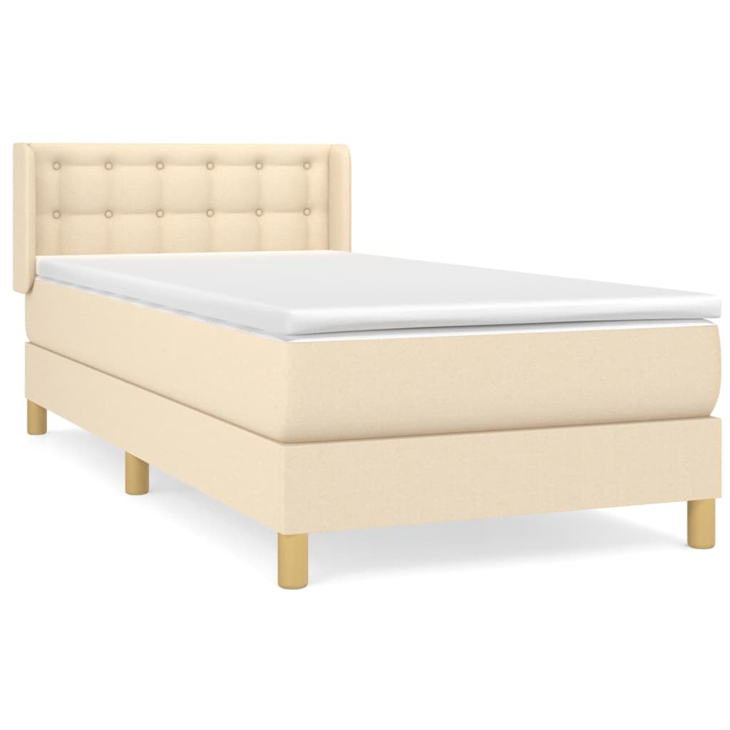 vidaXL Cama box spring con colchón tela color crema 80x200 cm