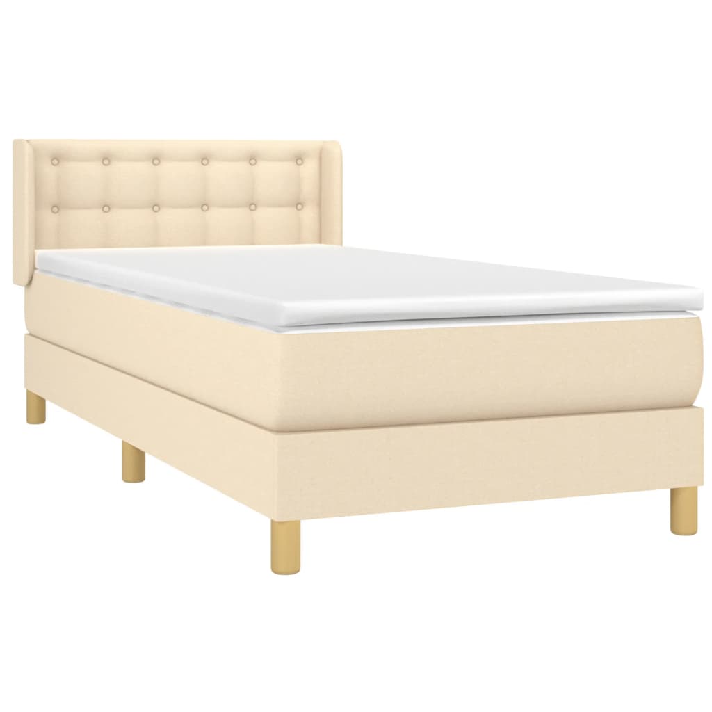 vidaXL Cama box spring con colchón tela color crema 80x200 cm