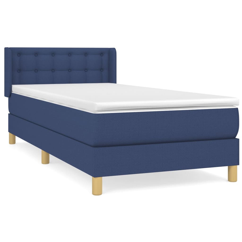 vidaXL Cama box spring con colchón tela azul 80x200 cm