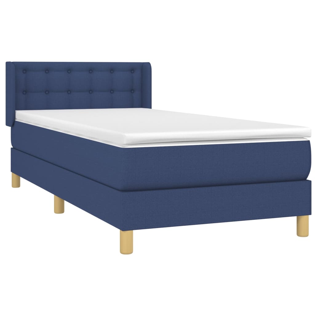 vidaXL Cama box spring con colchón tela azul 80x200 cm