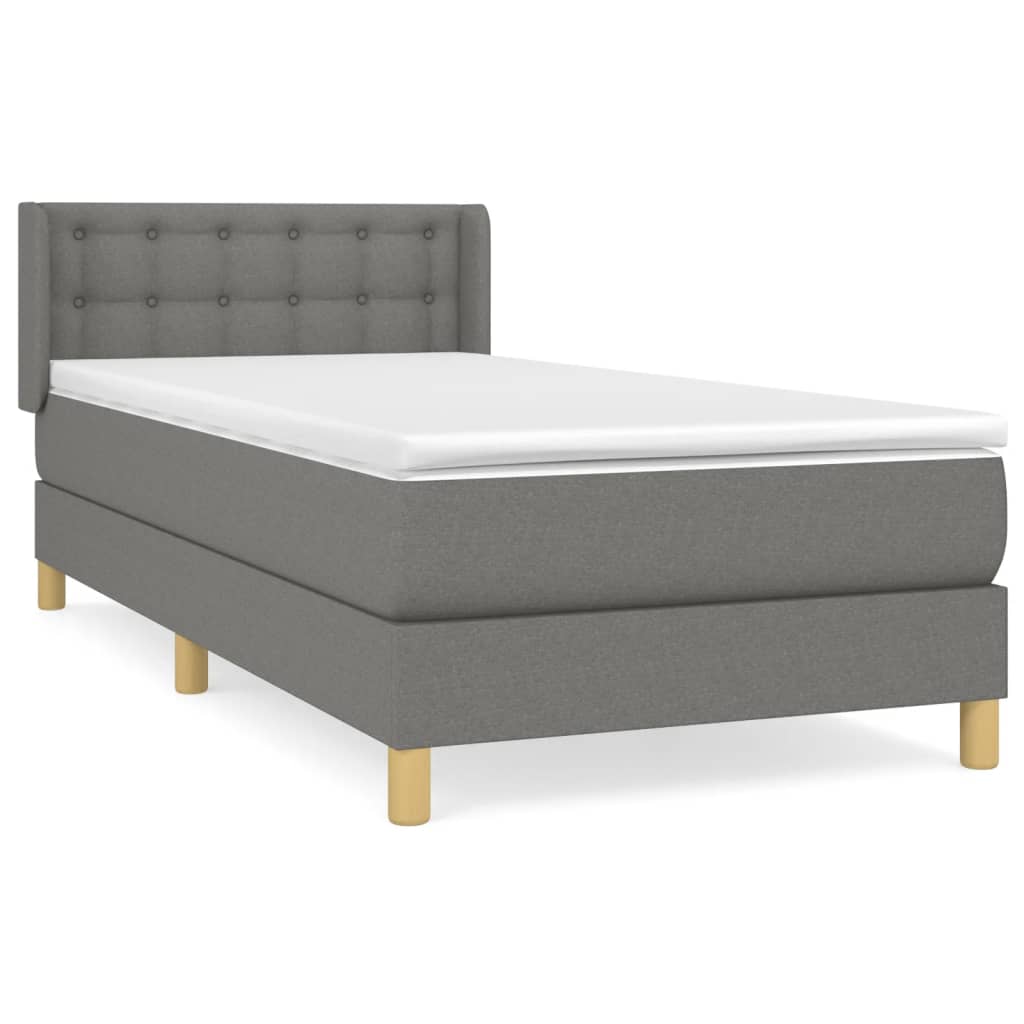 vidaXL Cama box spring con colchón tela gris oscuro 100x200 cm