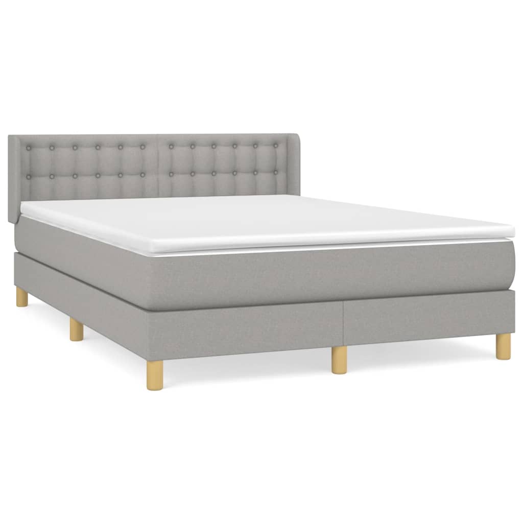 vidaXL Cama box spring con colchón tela gris claro 140x190 cm