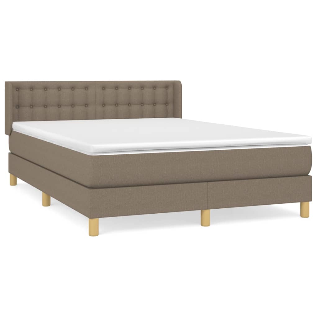 vidaXL Cama box spring con colchón tela gris taupe 140x190 cm