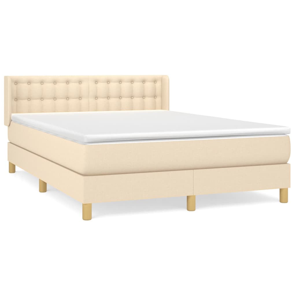 vidaXL Cama box spring con colchón tela color crema 140x190 cm