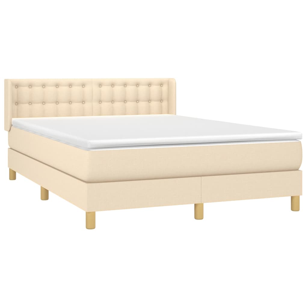 vidaXL Cama box spring con colchón tela color crema 140x190 cm