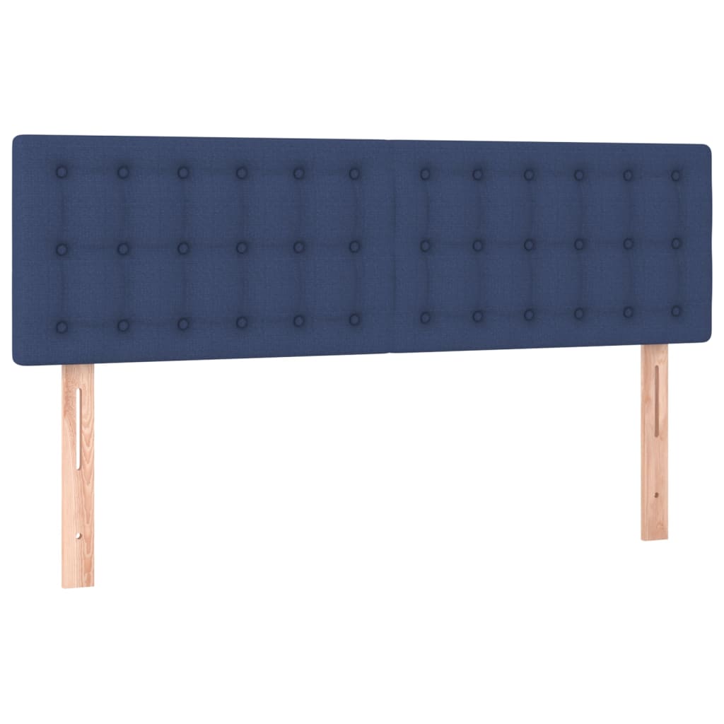 vidaXL Cama box spring con colchón tela azul 140x190 cm