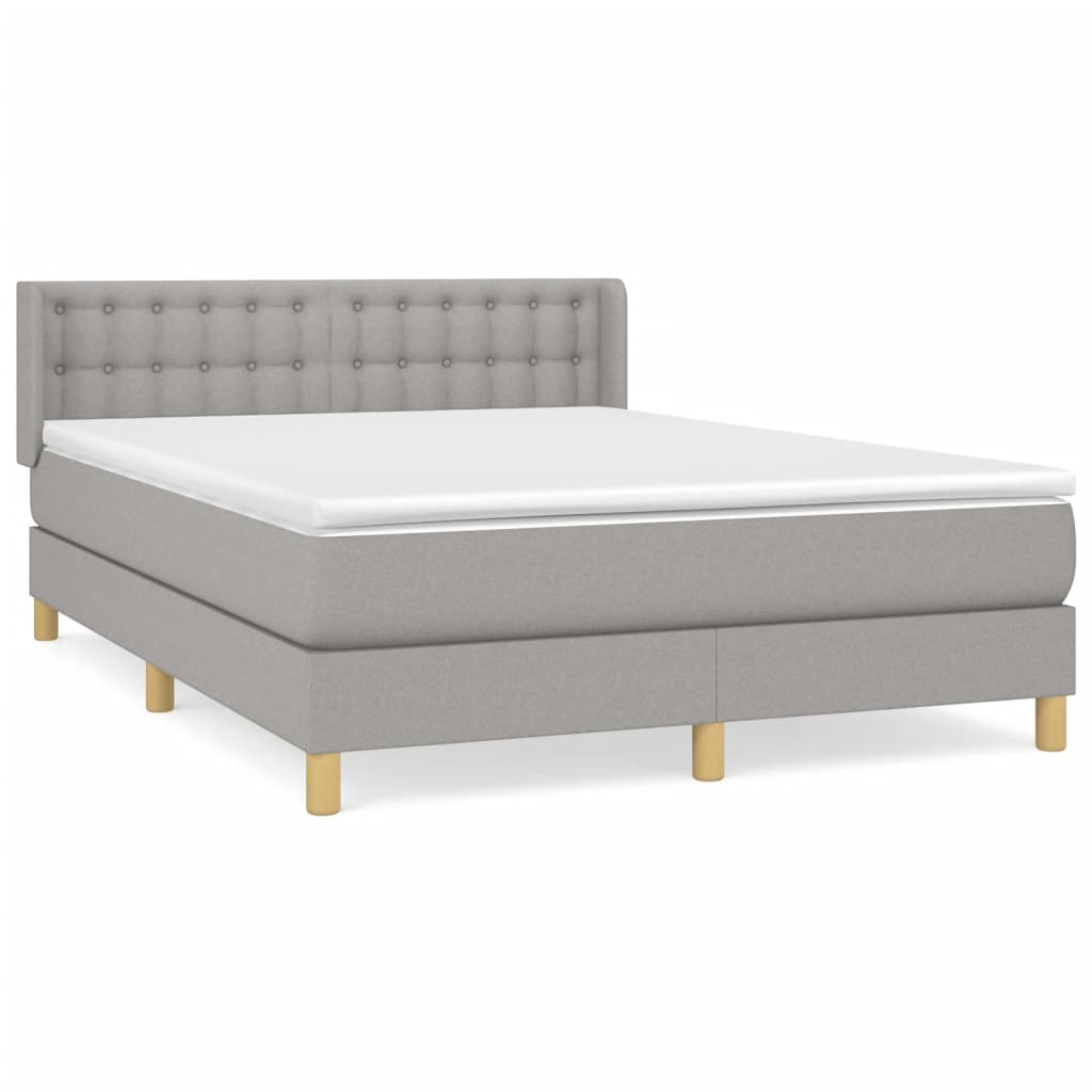 vidaXL Cama box spring con colchón tela gris claro 140x200 cm