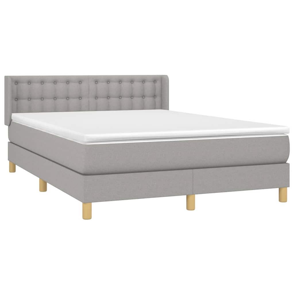 vidaXL Cama box spring con colchón tela gris claro 140x200 cm