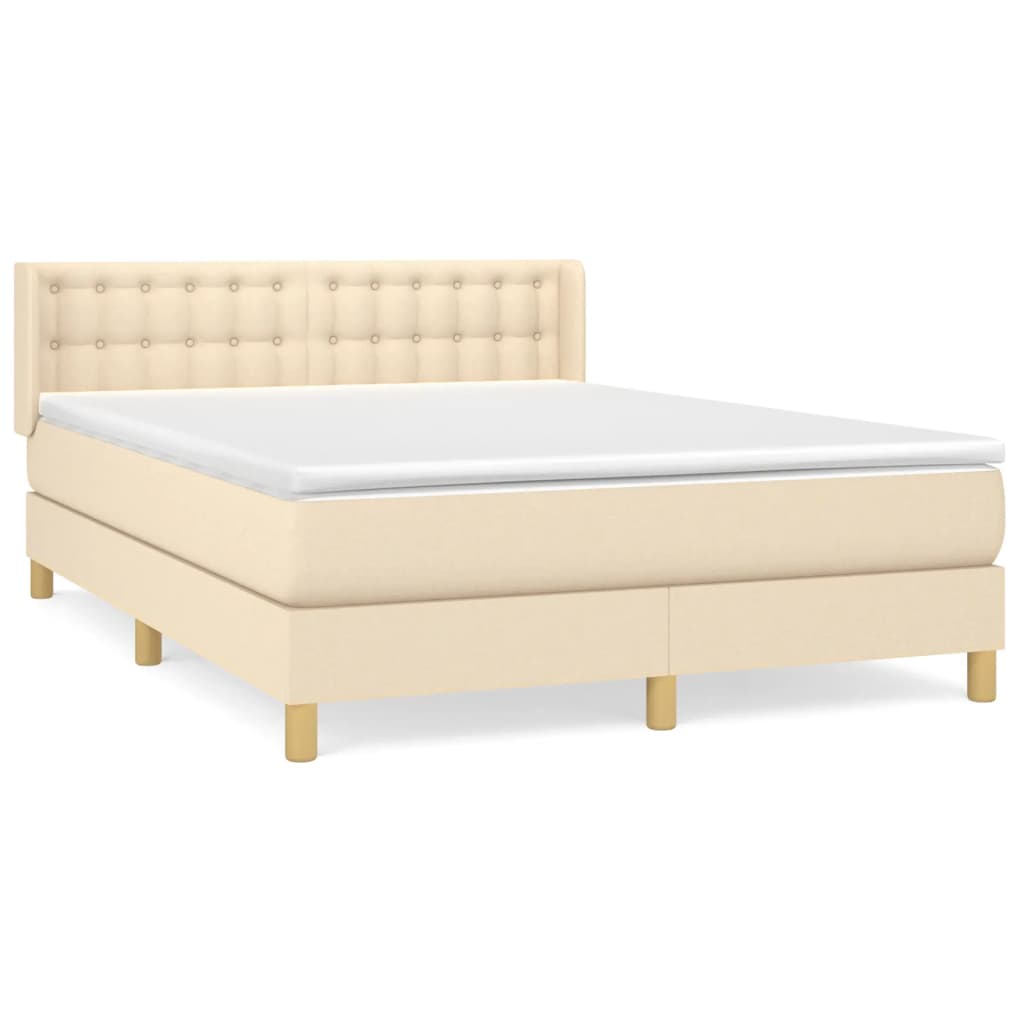 vidaXL Cama box spring con colchón tela color crema 140x200 cm