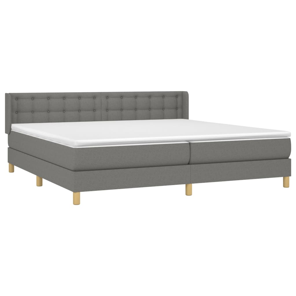 vidaXL Cama box spring con colchón tela gris oscuro 160x200 cm