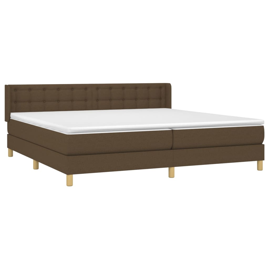 vidaXL Cama box spring con colchón tela marrón oscuro 160x200 cm