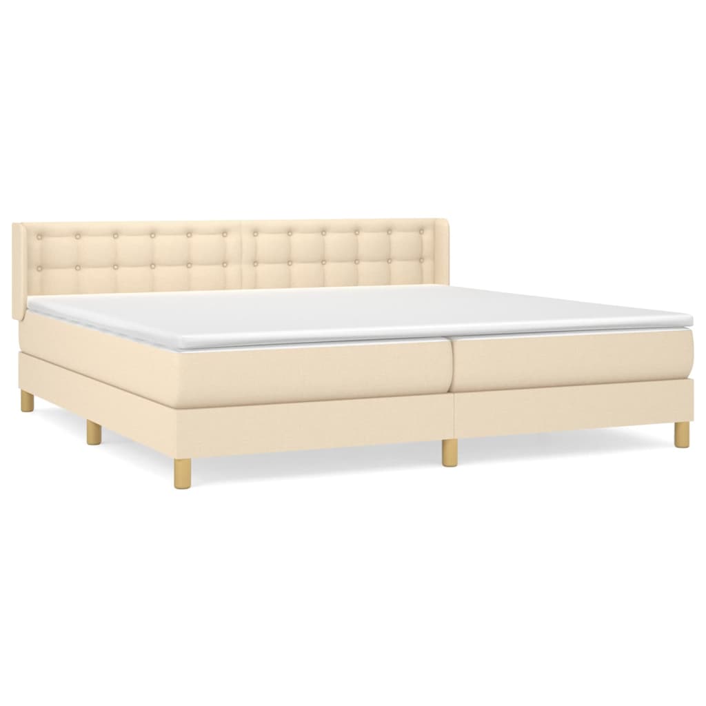 vidaXL Cama box spring con colchón tela color crema 160x200 cm