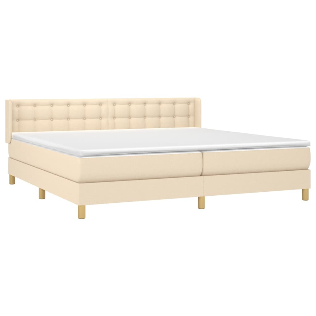 vidaXL Cama box spring con colchón tela color crema 160x200 cm