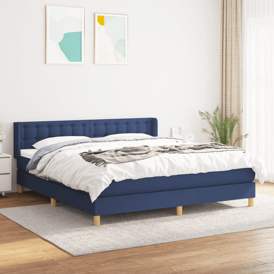 vidaXL Cama box spring con colchón tela azul 160x200 cm