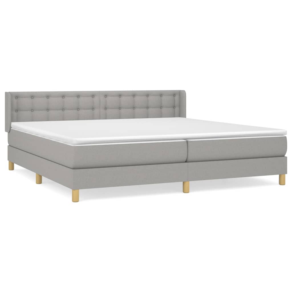 vidaXL Cama box spring con colchón tela gris claro 180x200 cm