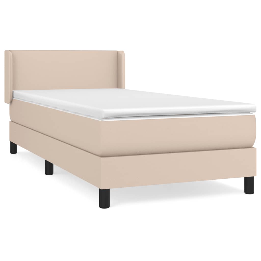 vidaXL Cama box spring con colchón cuero sintético capuchino 80x200 cm