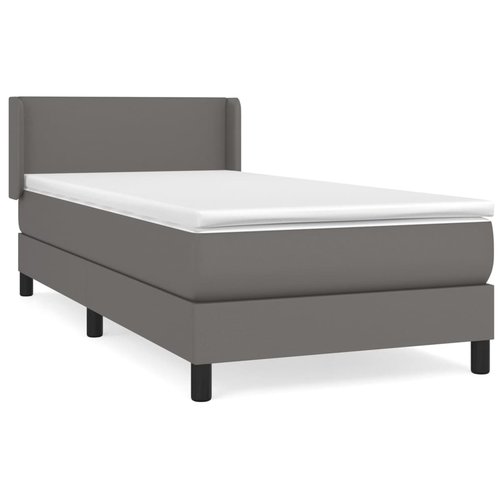 vidaXL Cama box spring con colchón cuero sintético gris 90x190 cm