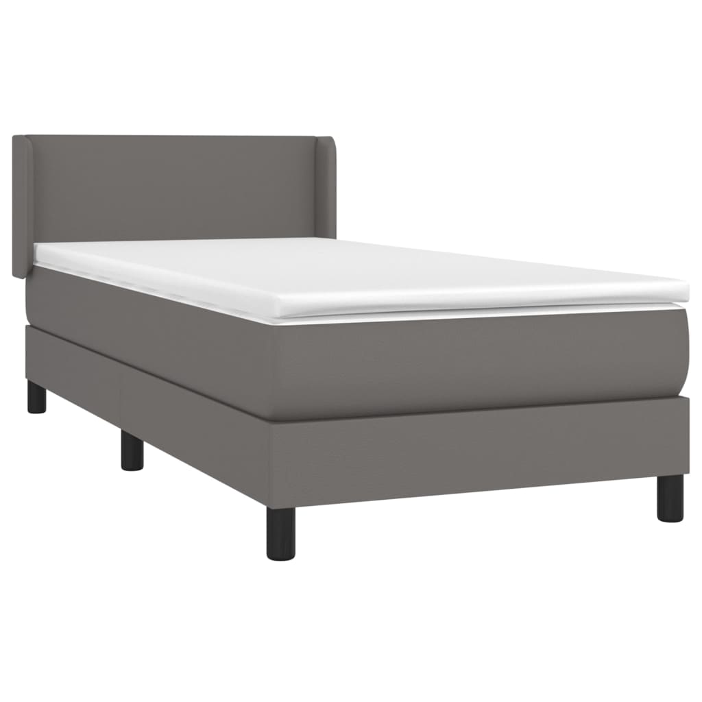 vidaXL Cama box spring con colchón cuero sintético gris 90x190 cm