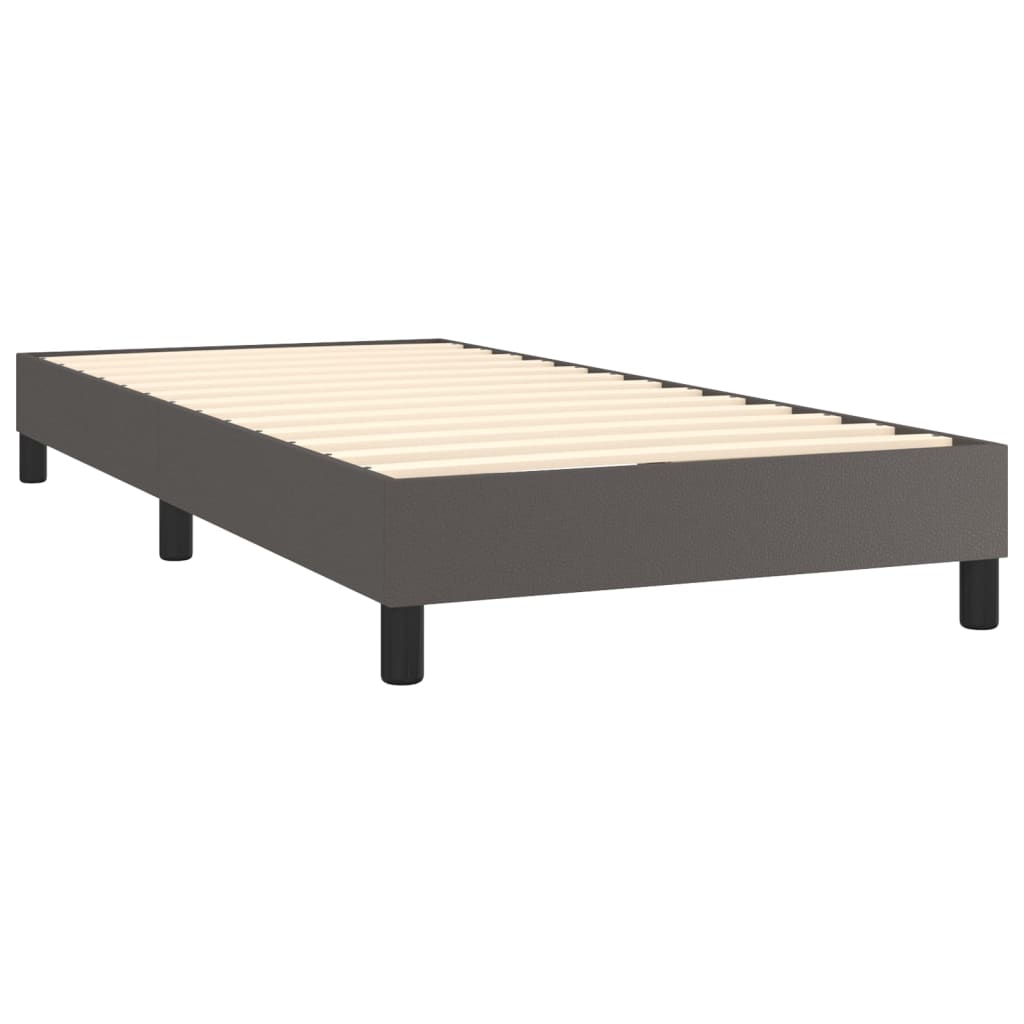 vidaXL Cama box spring con colchón cuero sintético gris 90x200 cm