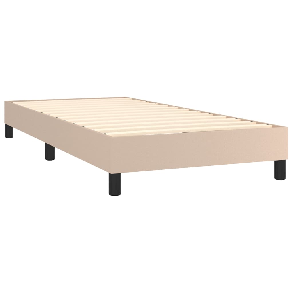 vidaXL Cama box spring con colchón cuero sintético capuchino 90x200 cm