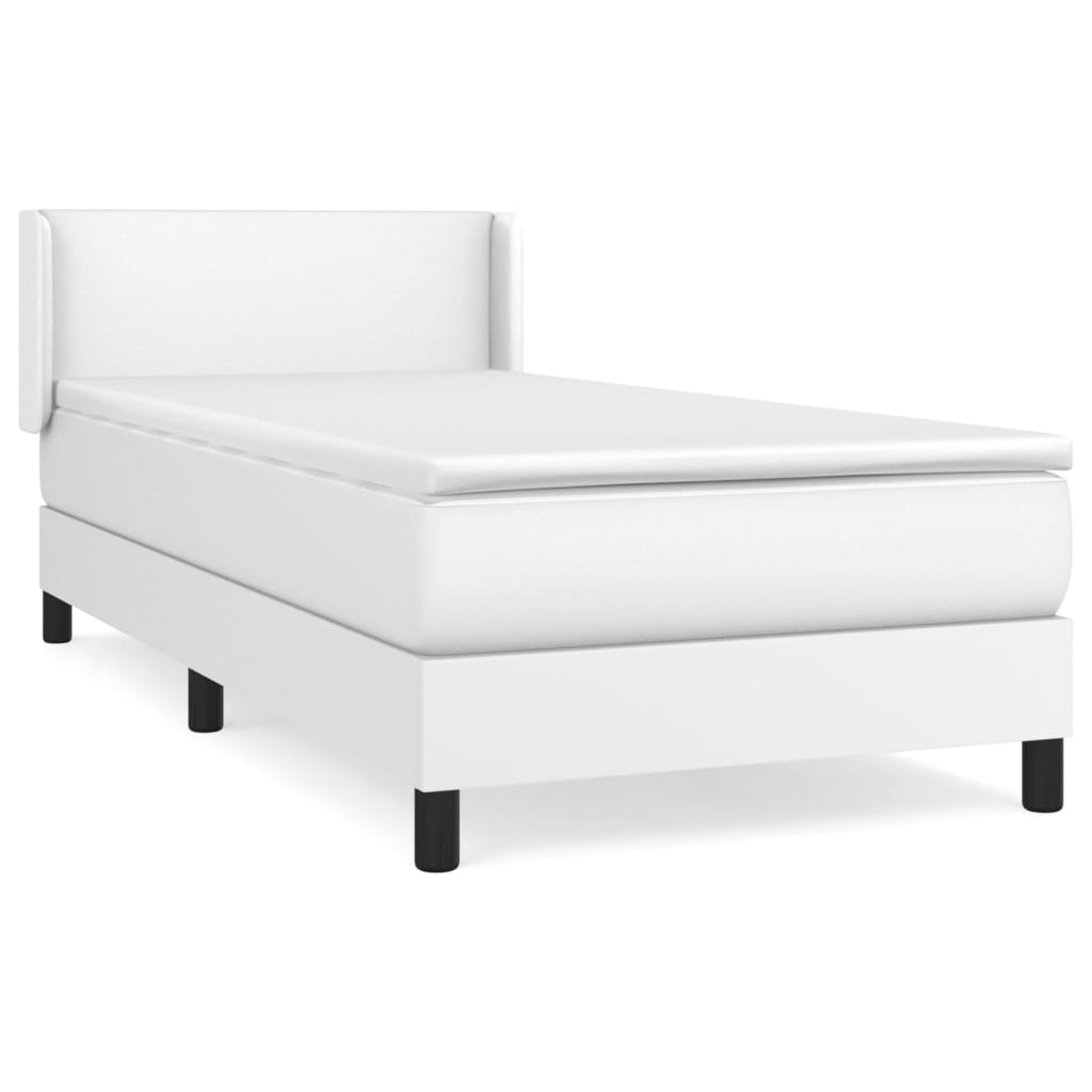 vidaXL Cama box spring con colchón cuero sintético blanco 100x200 cm