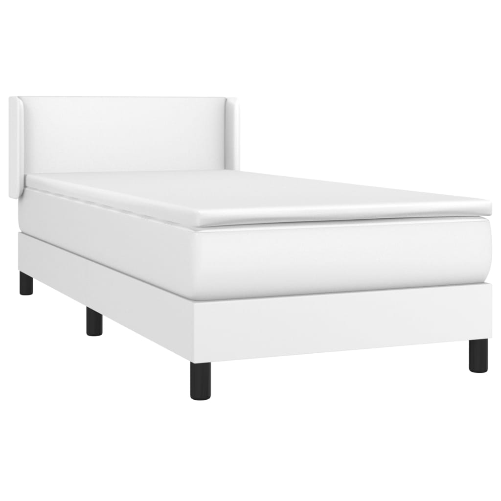 vidaXL Cama box spring con colchón cuero sintético blanco 100x200 cm