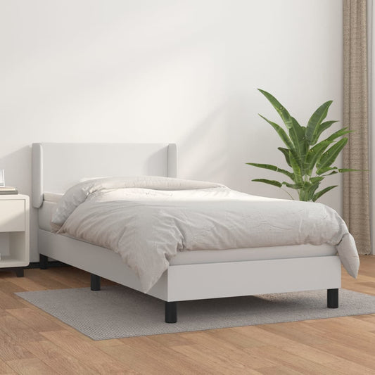 vidaXL Cama box spring con colchón cuero sintético blanco 100x200 cm