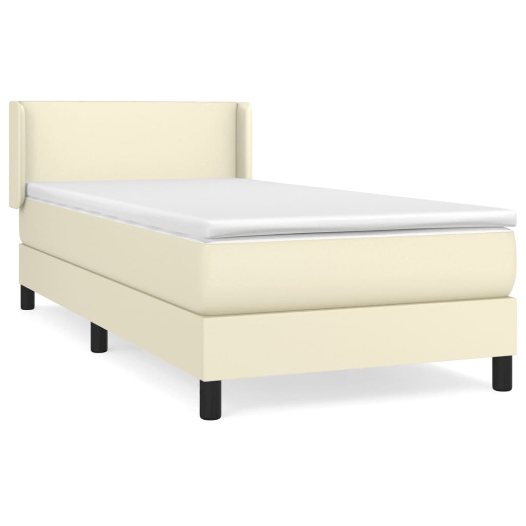 vidaXL Cama box spring con colchón cuero sintético crema 100x200 cm