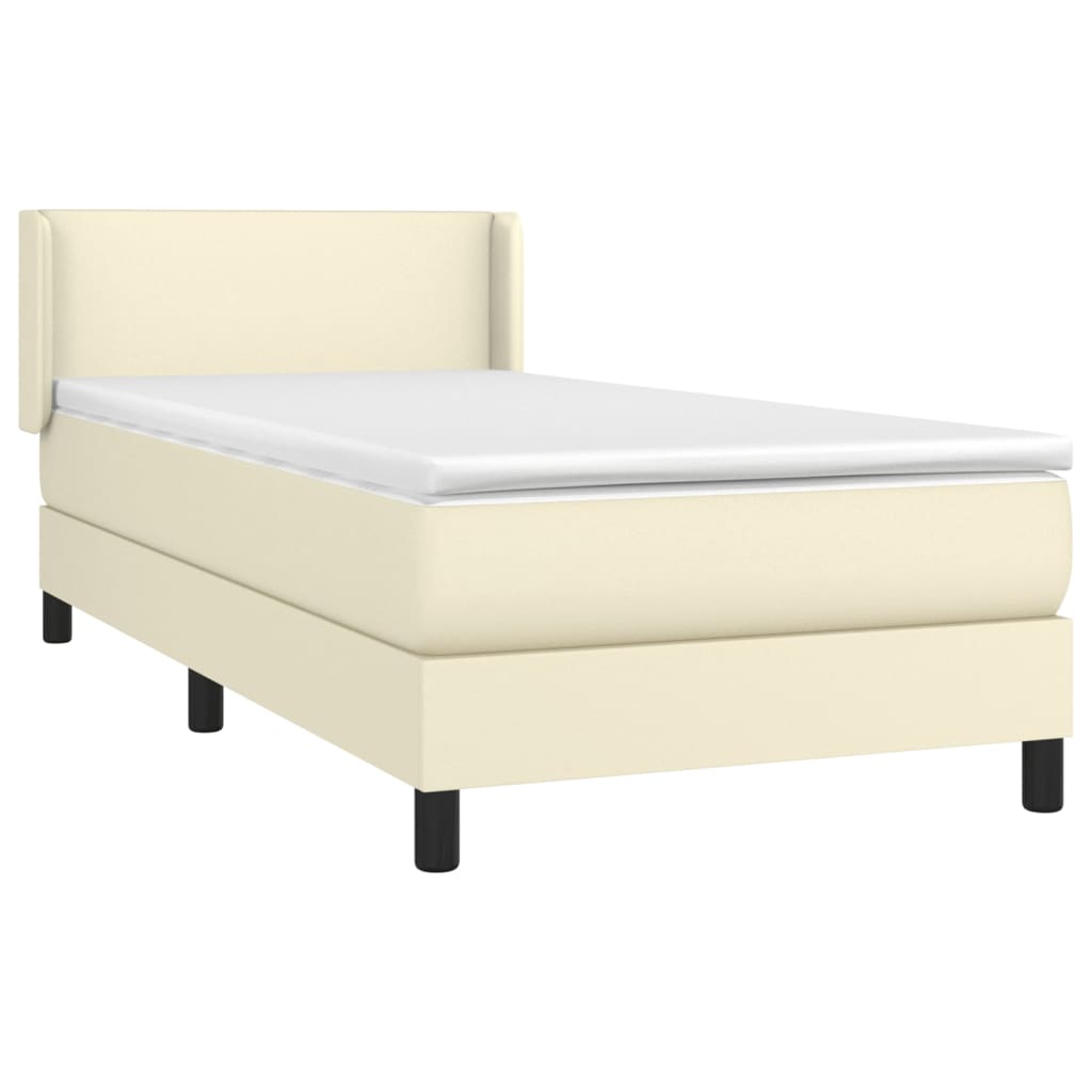 vidaXL Cama box spring con colchón cuero sintético crema 100x200 cm