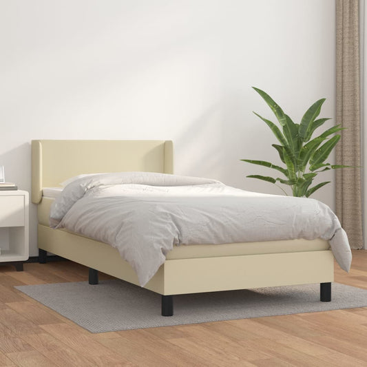 vidaXL Cama box spring con colchón cuero sintético crema 100x200 cm