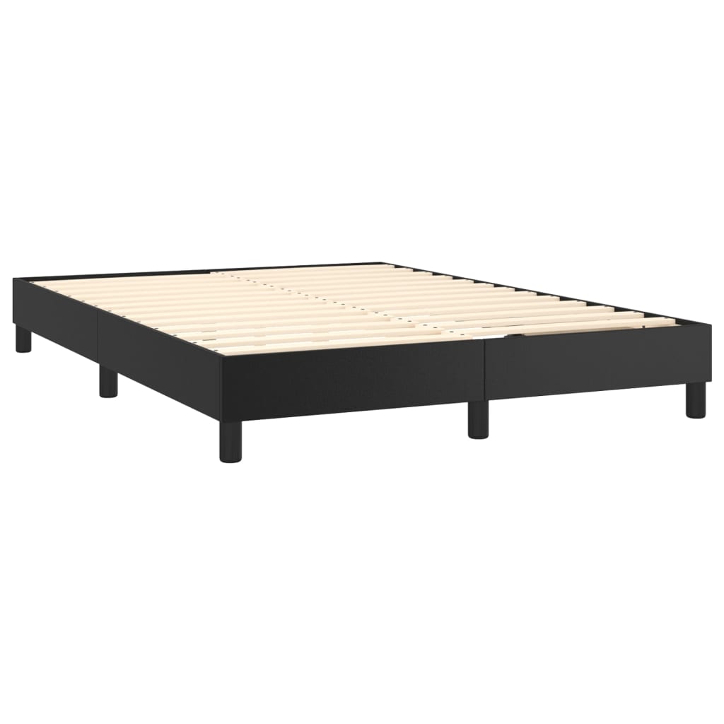 vidaXL Cama box spring con colchón cuero sintético negro 140x190 cm