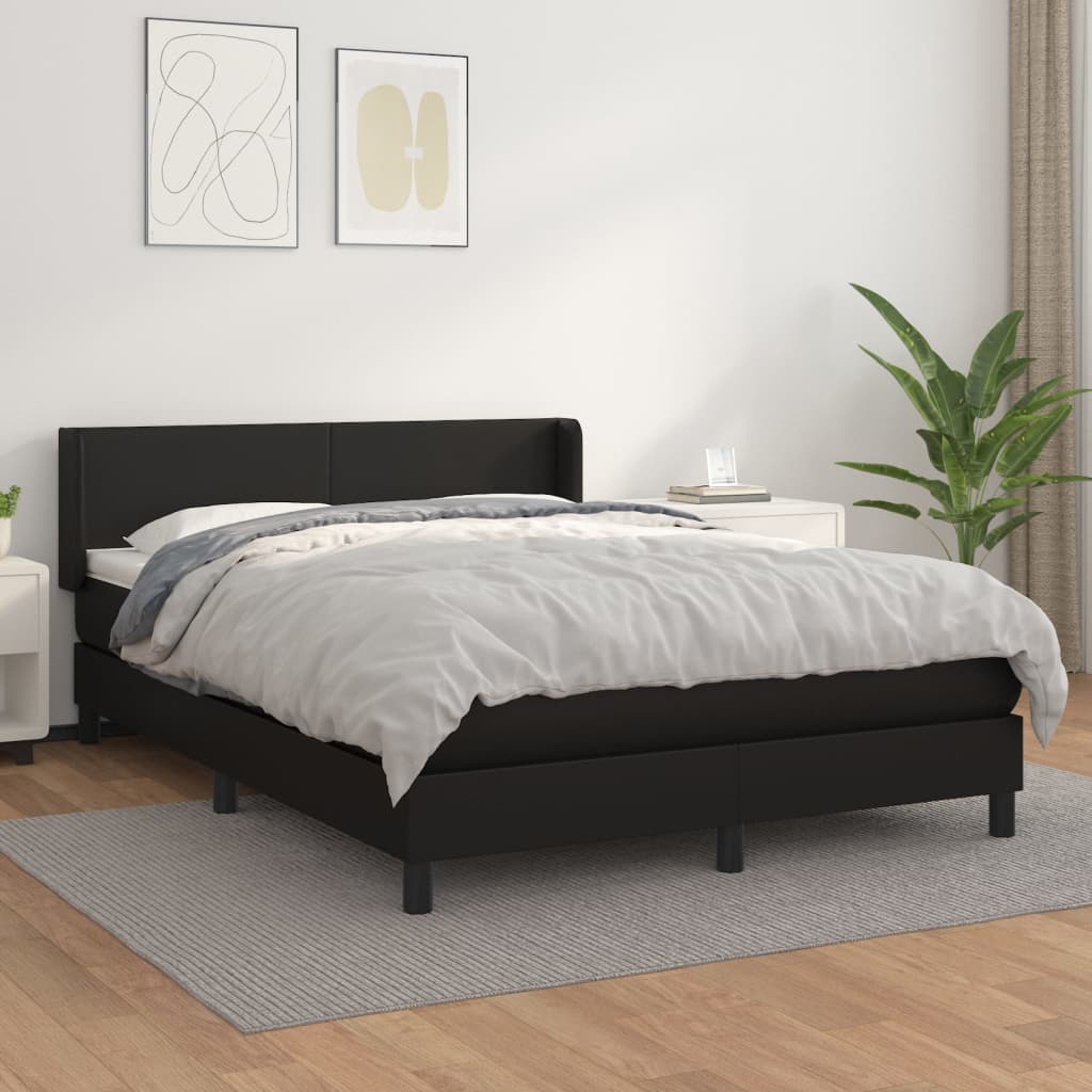 vidaXL Cama box spring con colchón cuero sintético negro 140x190 cm