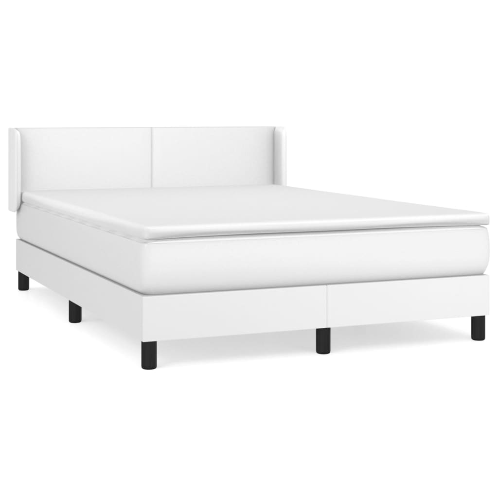 vidaXL Cama box spring con colchón cuero sintético blanco 140x190 cm