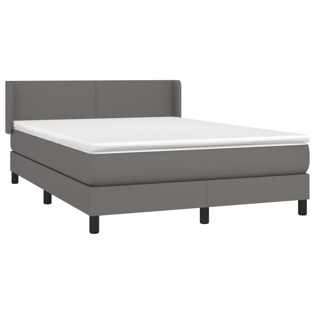 vidaXL Cama box spring con colchón cuero sintético gris 140x190 cm